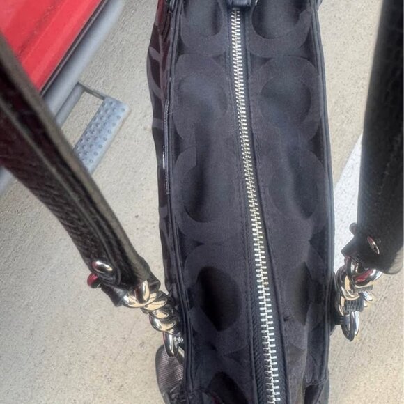 Coach Black Signature Nylon Mia Opaque Chain Tote - Picture 5 of 7